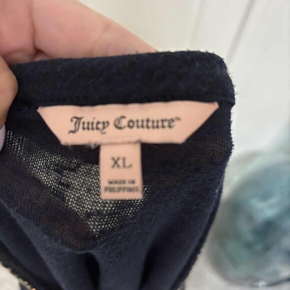 Women's Navy Blue Cold Shoulder QTR-Sleeve Knit Top with Gems around the V-Neck - Picture 7 of 7